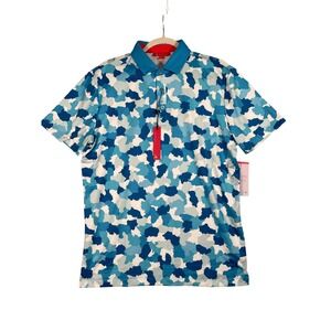 Redvanly Purepoly Malibu Blue Camo Golf Dawson Polo Shirt Men M Athletic Lux NEW